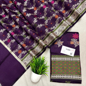 Purple Resham Banarasi Silk Suit