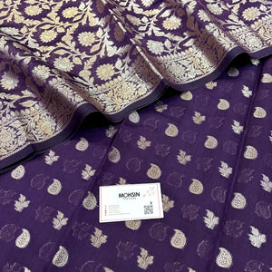 Purple Resham Banarasi Silk Suit