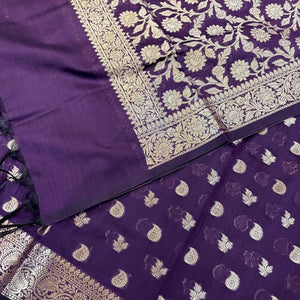 Purple Resham Banarasi Silk Suit