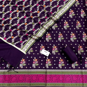 Purple Resham Banarasi Silk Suit