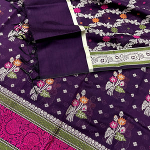 Purple Resham Banarasi Silk Suit