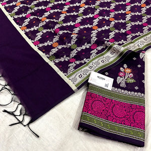Purple Resham Banarasi Silk Suit