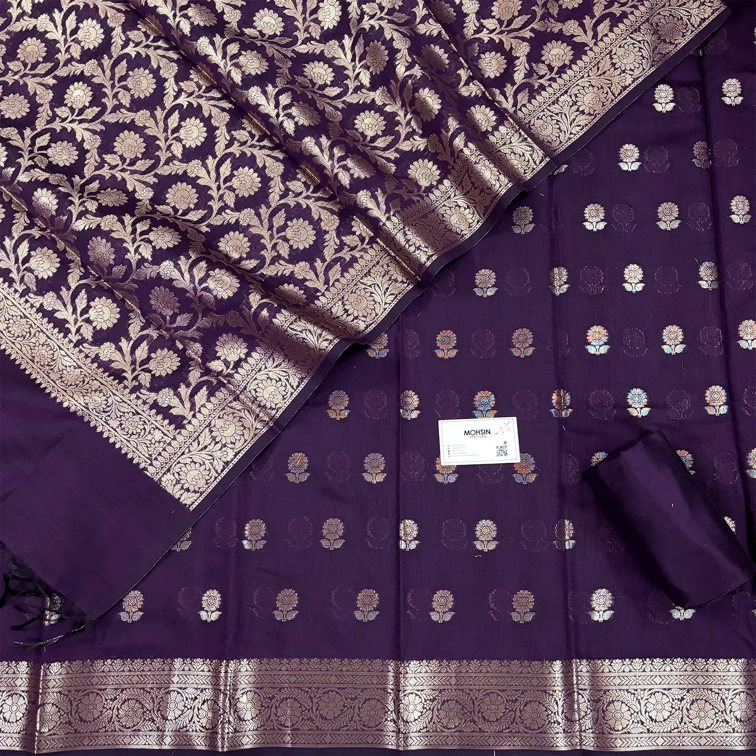 Purple Resham Banarasi Silk Suit