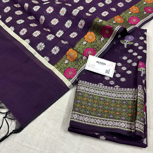 Purple Resham Banarasi Silk Suit