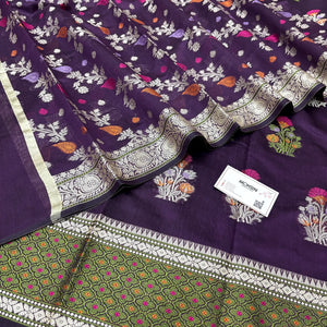 Purple Resham Banarasi Silk Suit