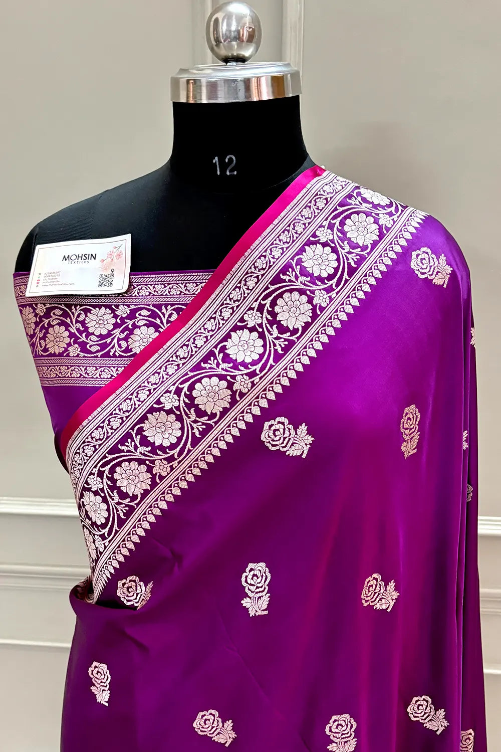 Purple Rose Buti Katan Silk Banarasi Saree