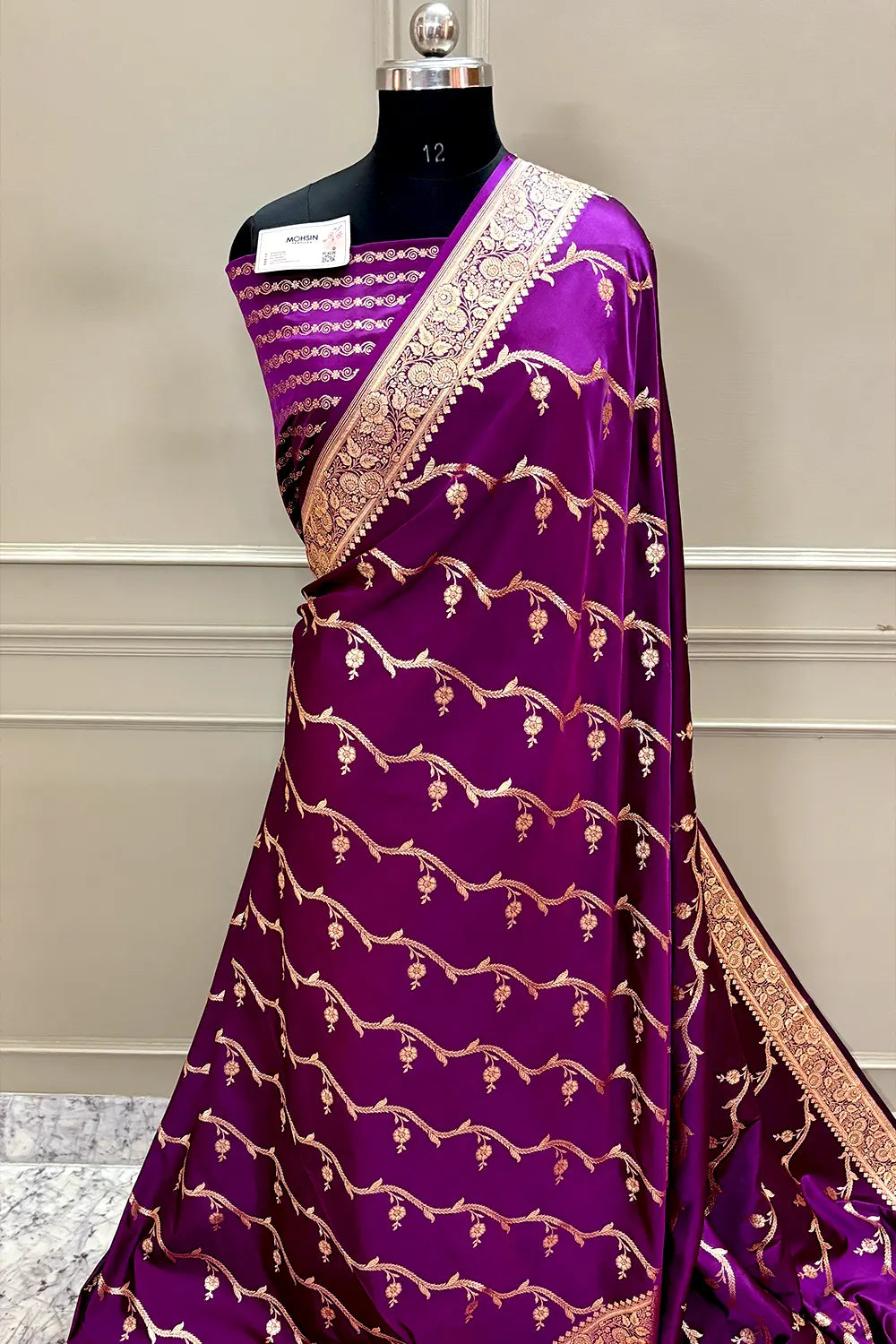 Purple Rowa Laher Katan Silk Banarasi Saree