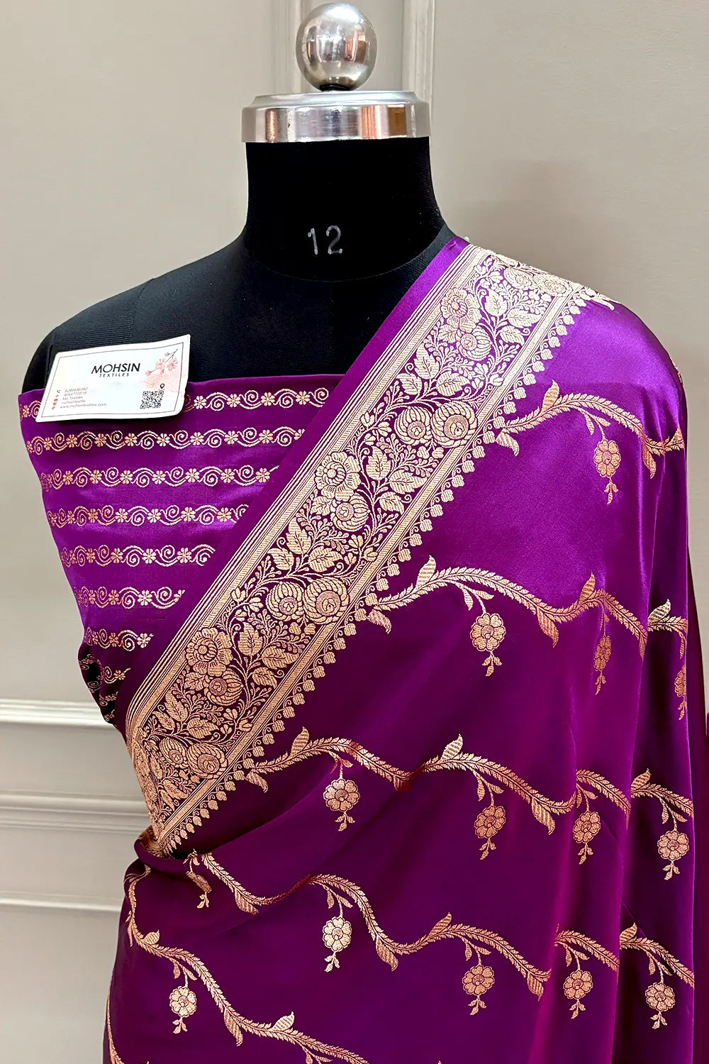 Purple Rowa Laher Katan Silk Banarasi Saree