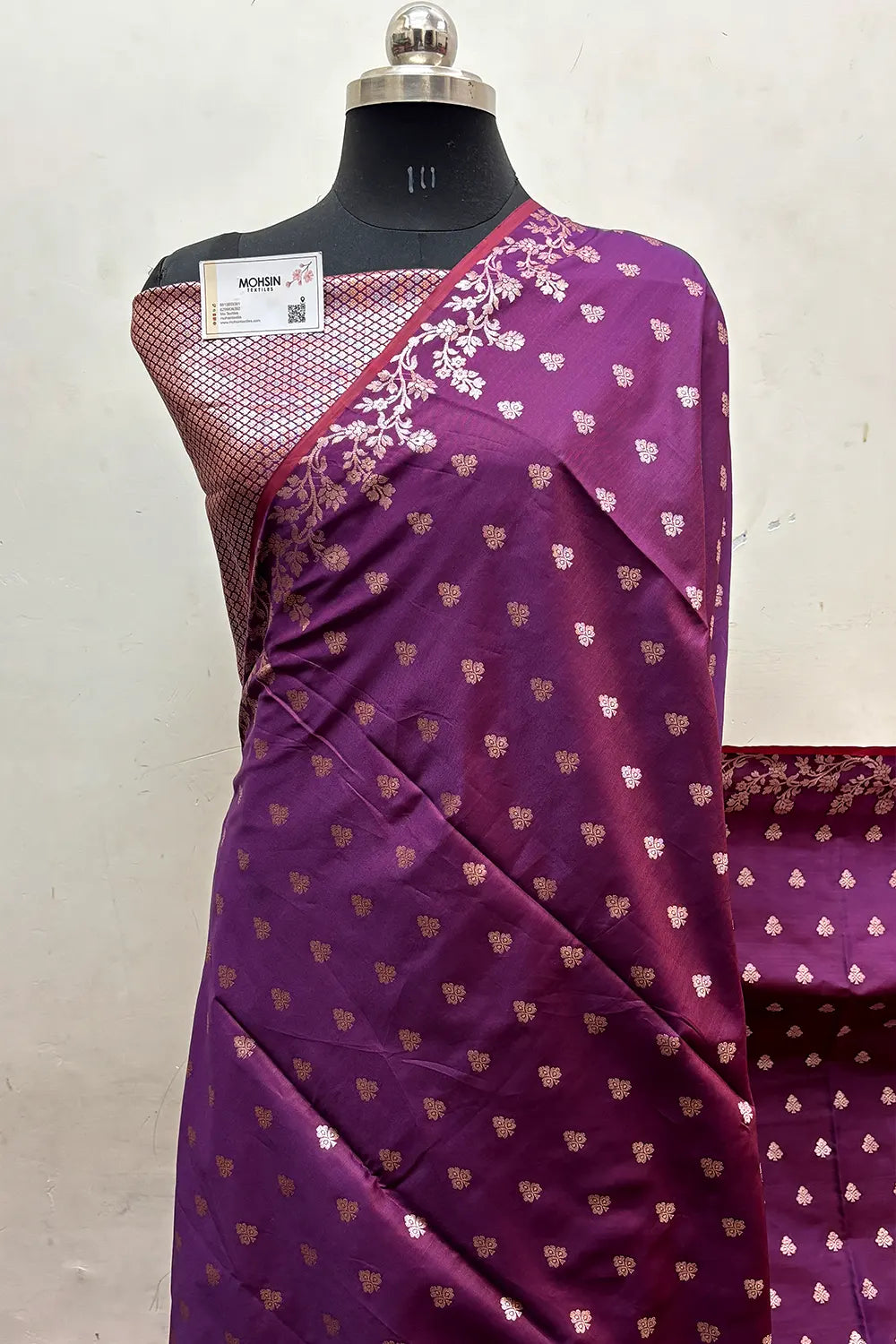 Purple Semi Katan Silk Banarasi Saree