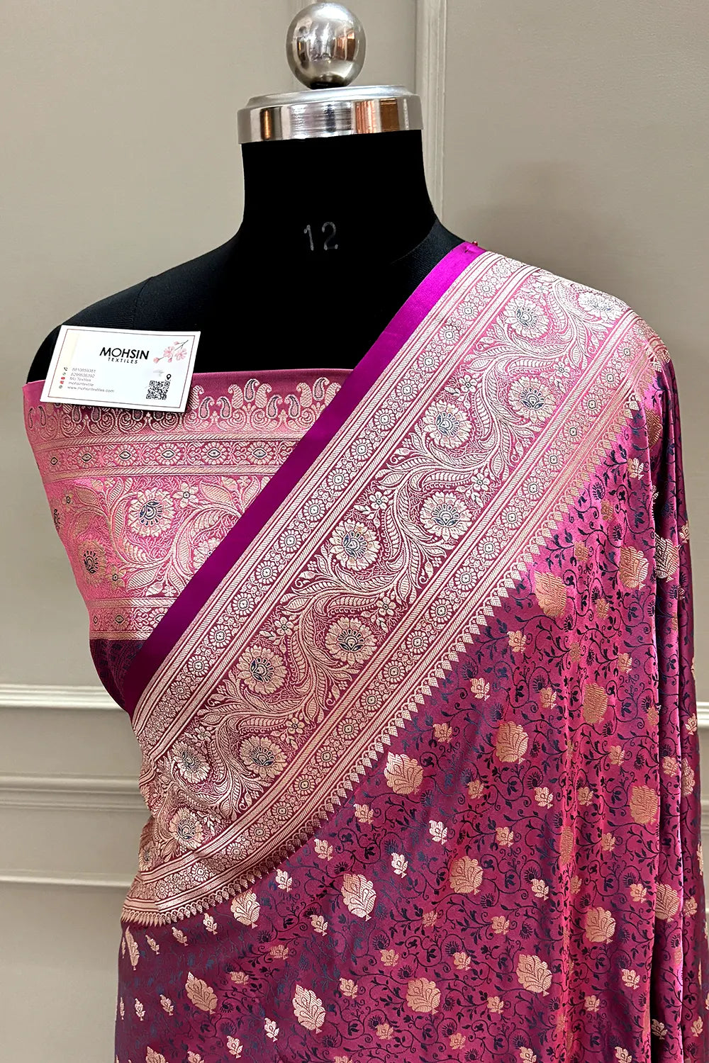 Purple Wine Chunni Munni Buti Katan Silk Banarasi Saree