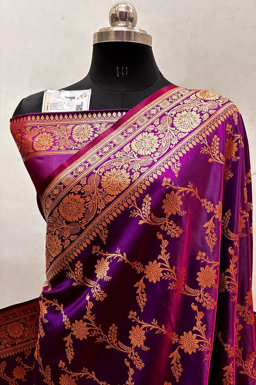 Purple Wine Katan Satin Silk Banarasi Saree