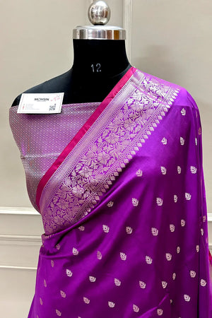 Purple Zari Banarasi Silk Saree