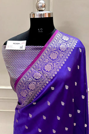 Purple Zari Banarasi Silk Saree