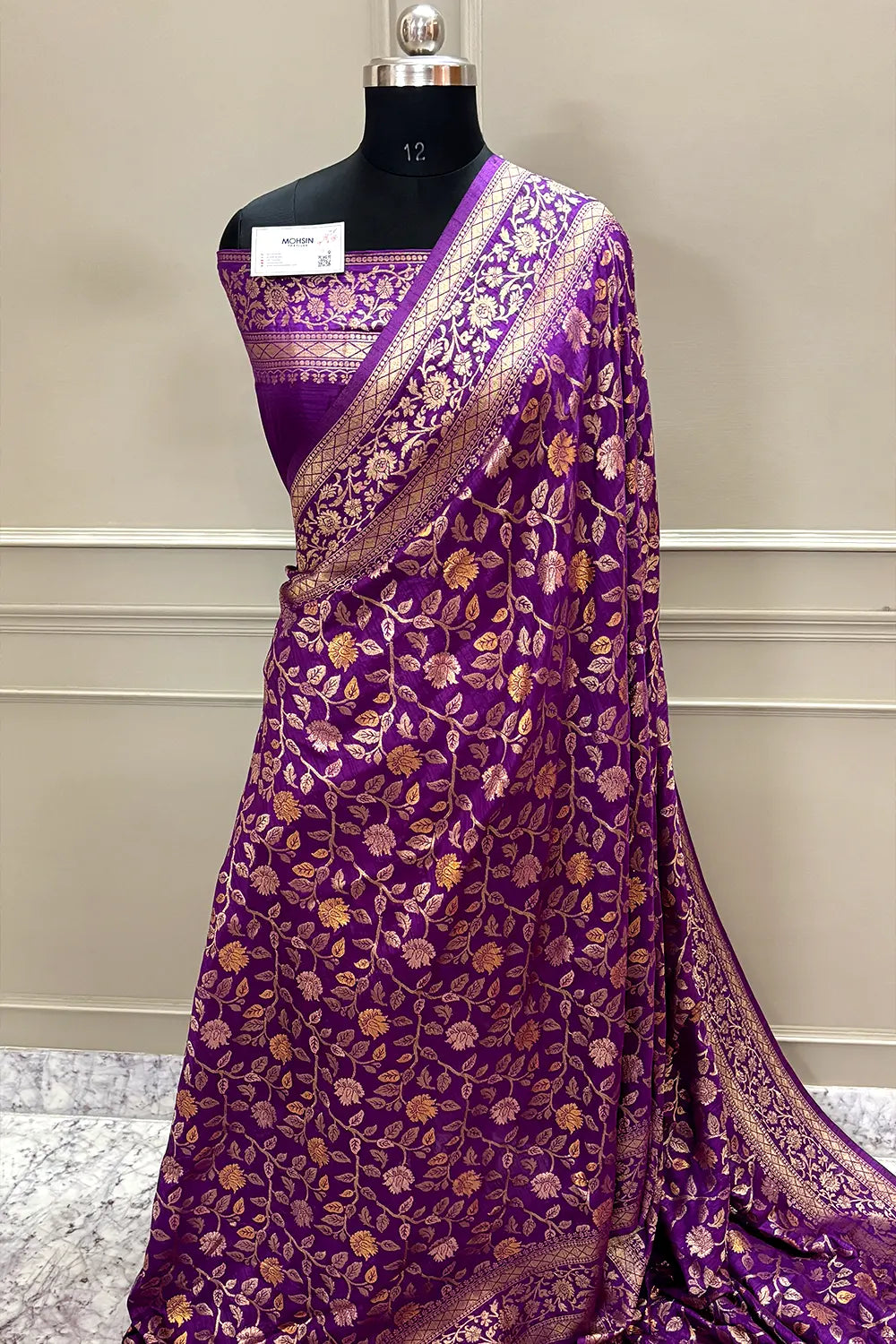 Purple Zari Banarasi Silk Saree