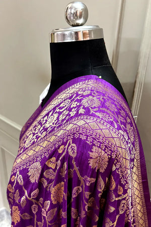 Purple Zari Banarasi Silk Saree