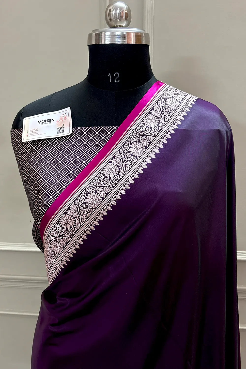 Purple Zari Border Katan Silk Banarasi Saree