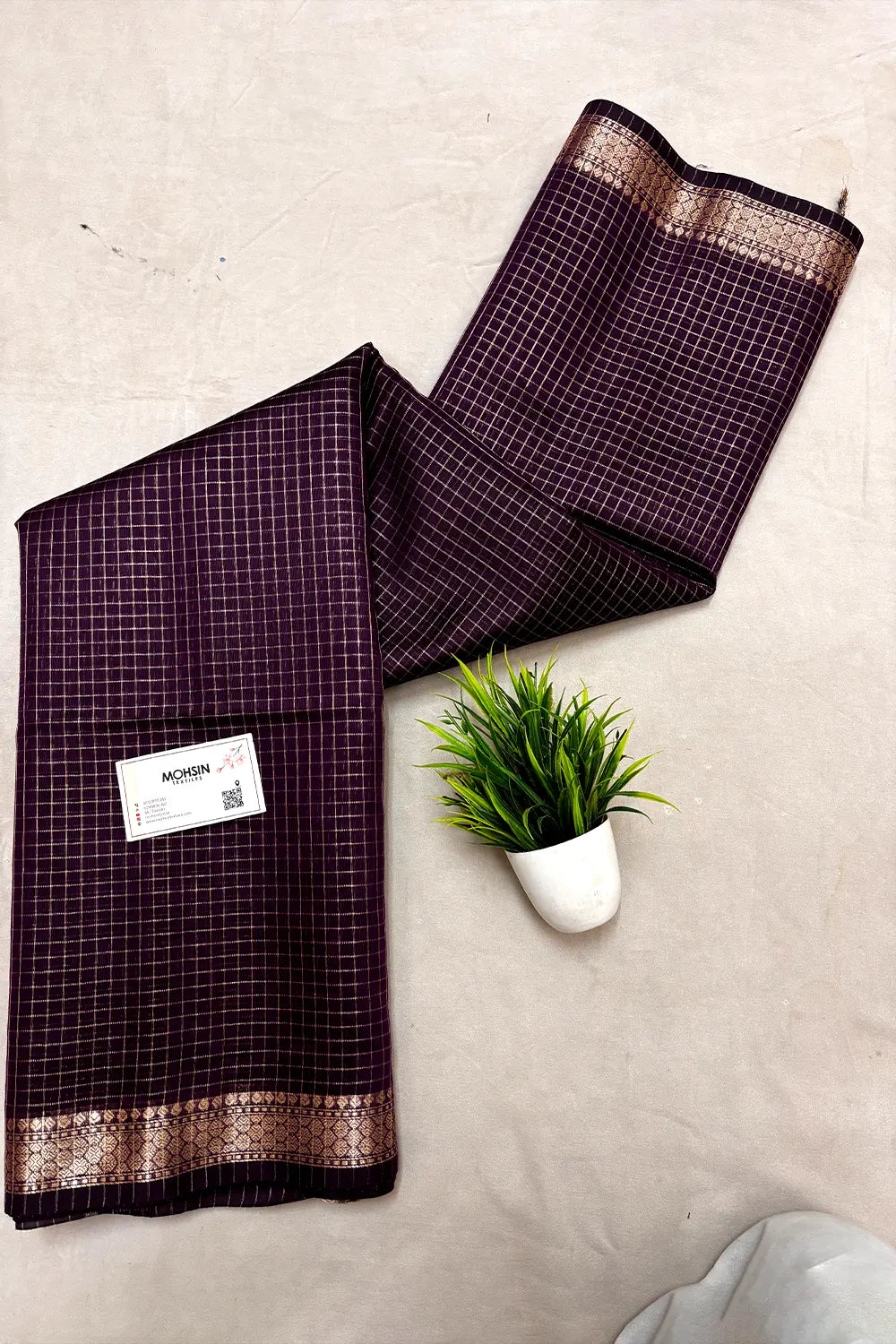 Purple Zari Chanderi Silk Banarasi Saree