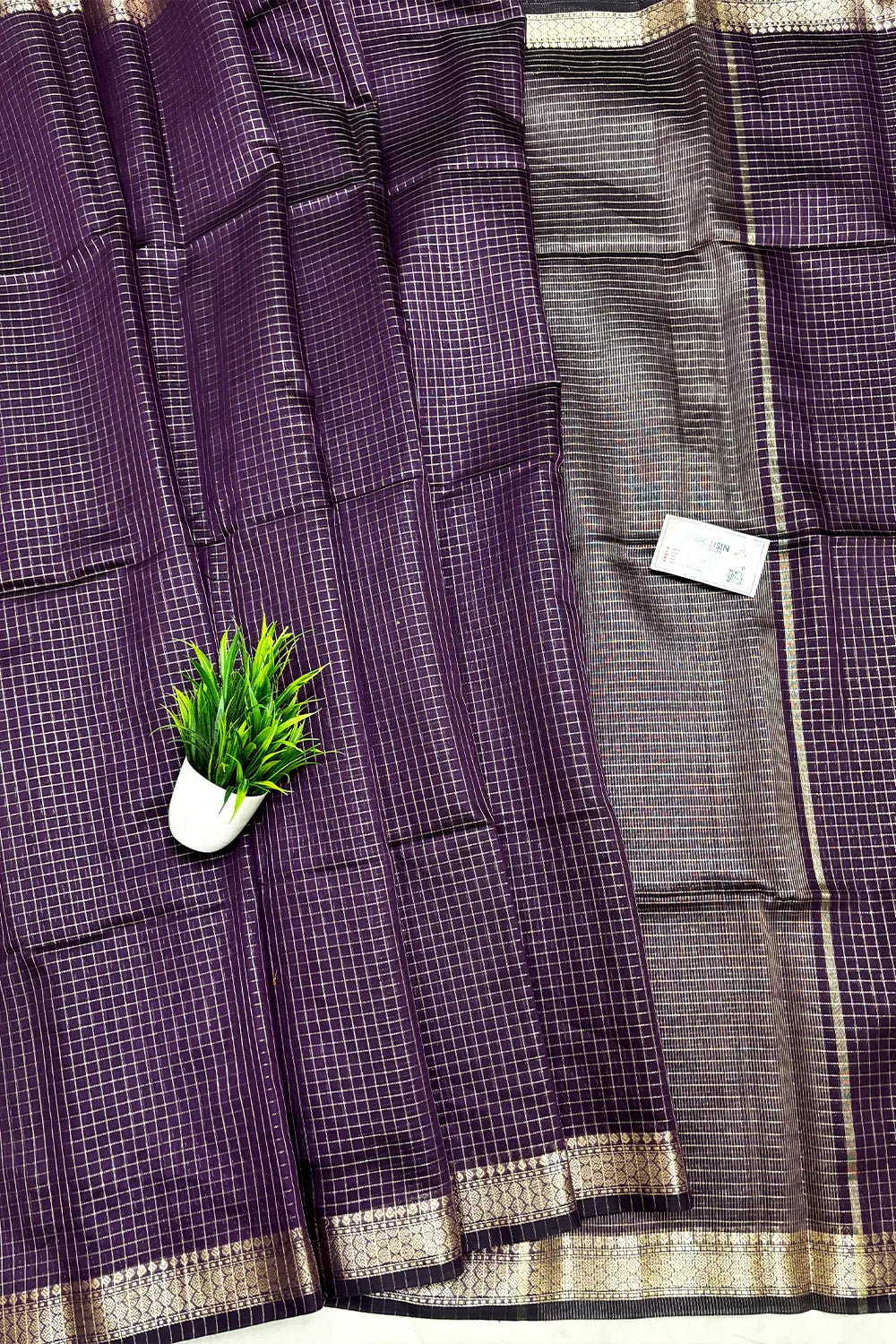 Purple Zari Chanderi Silk Banarasi Saree