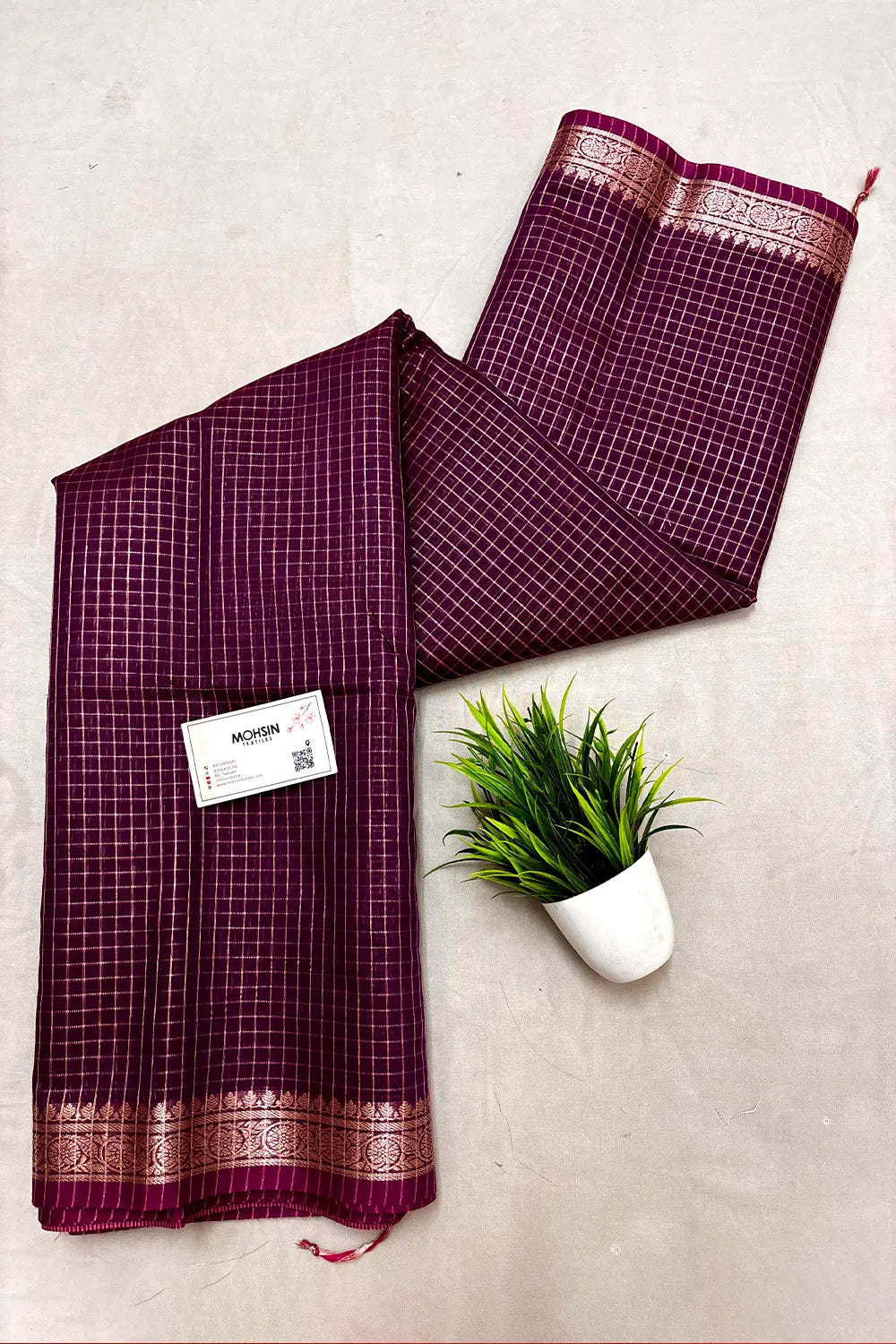 Purple Zari Chanderi Silk Banarasi Saree