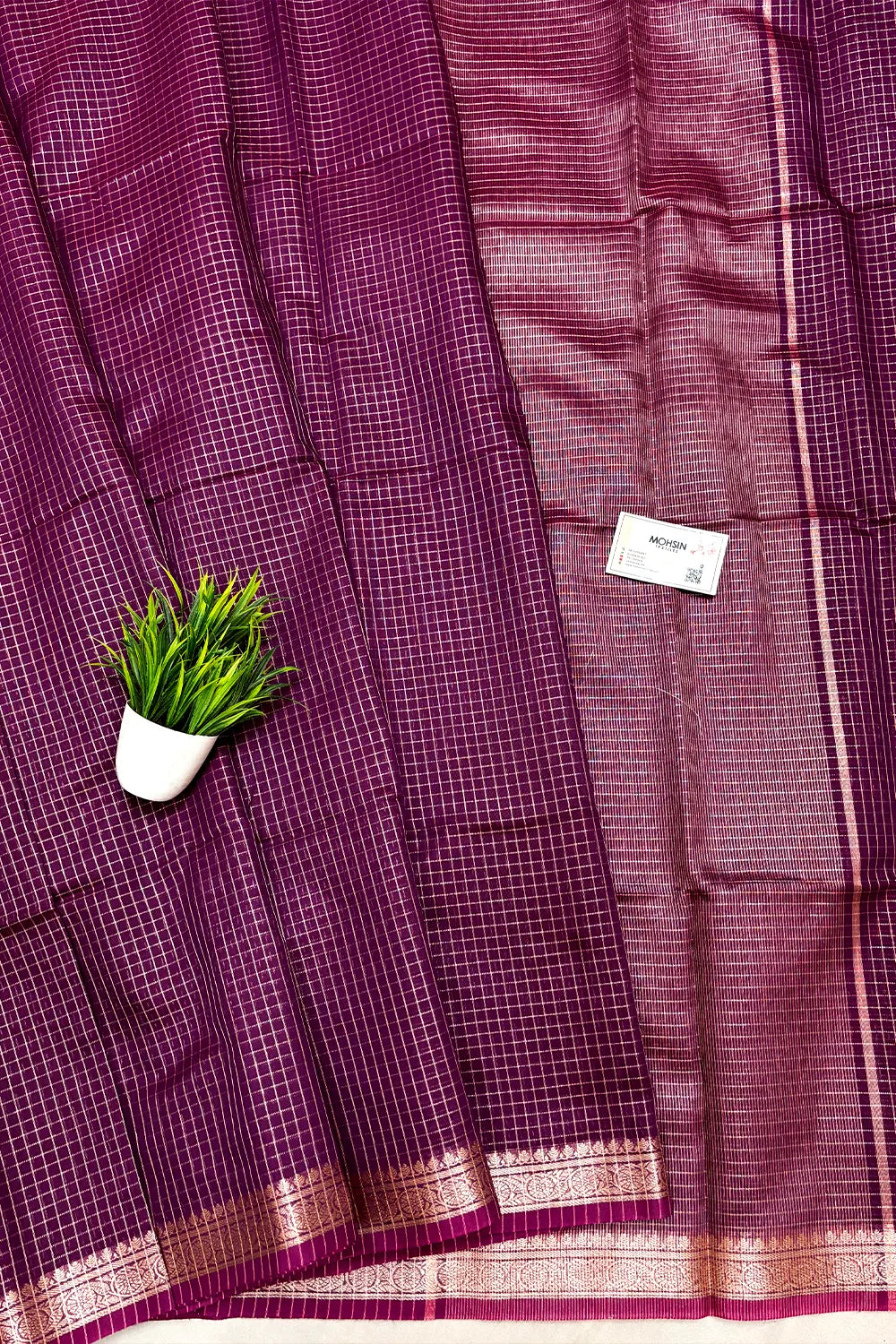 Purple Zari Chanderi Silk Banarasi Saree