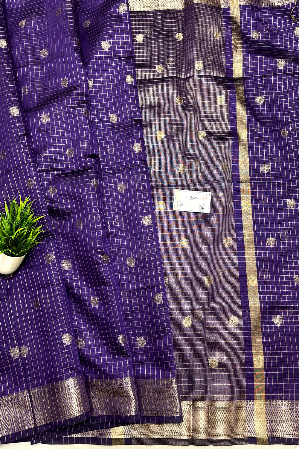 Purple Zari Chanderi Silk Banarasi Saree