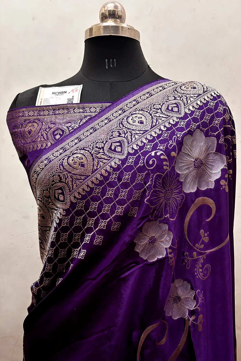 Purple Zari Viscose Georgette Silk Banarasi Saree