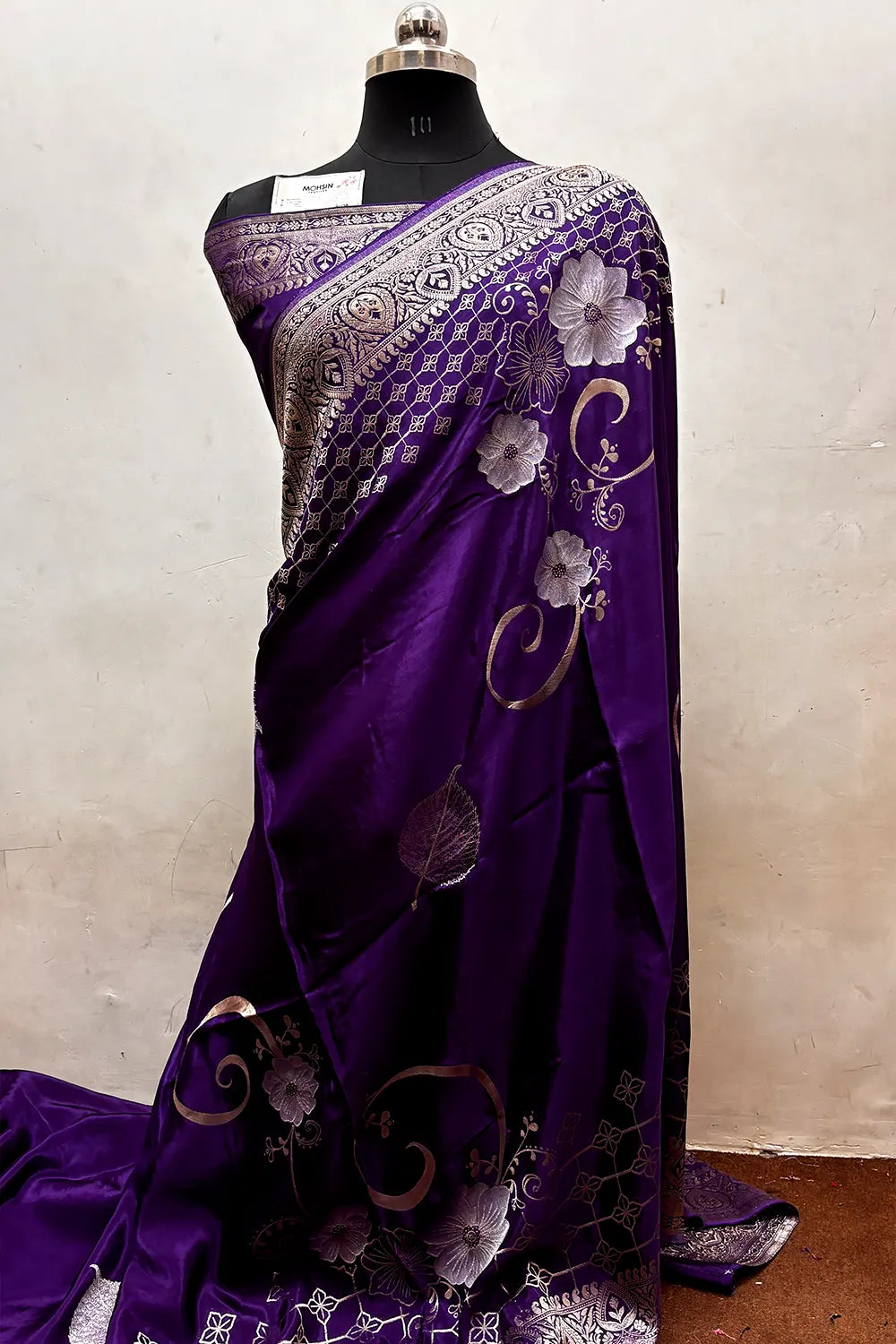 Purple Zari Viscose Georgette Silk Banarasi Saree