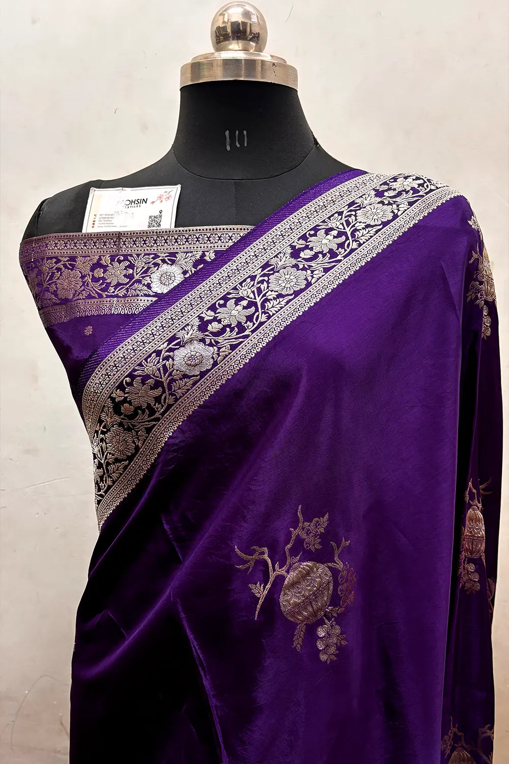 Purple Zari Viscose Georgette Silk Banarasi Saree