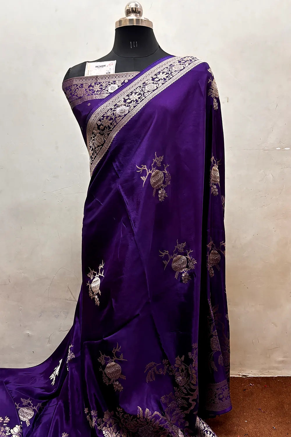 Purple Zari Viscose Georgette Silk Banarasi Saree