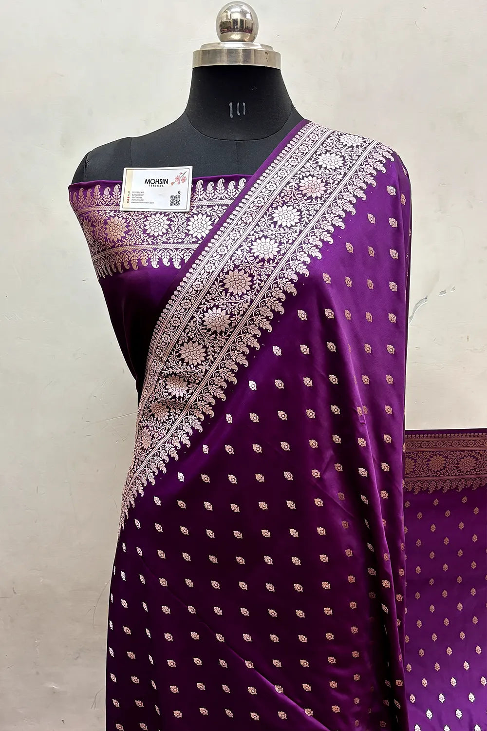 Purple Zari Katan Mashru Silk Banarasi Saree