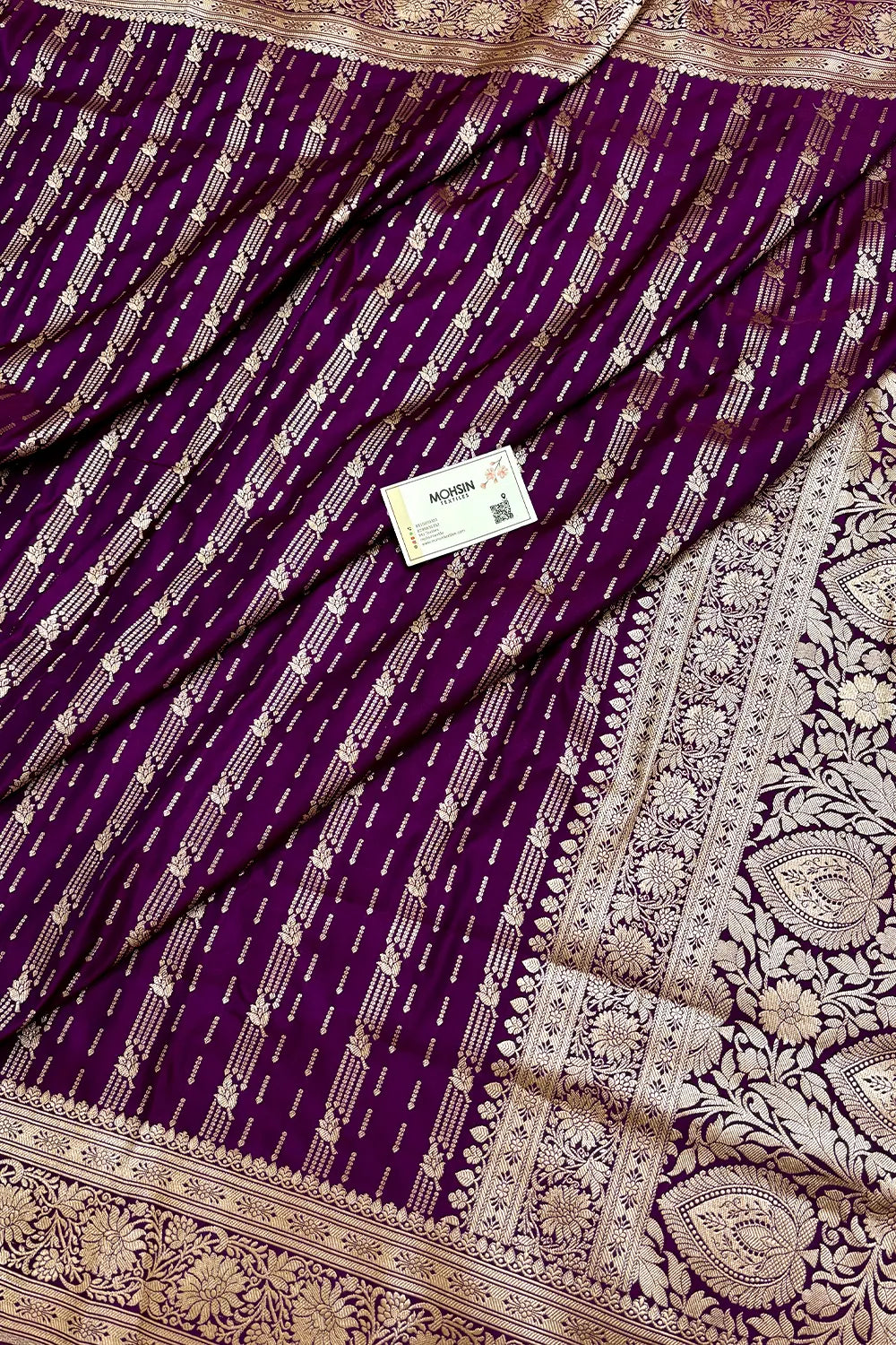 Purple Zari Katan Mashru Silk Banarasi Saree