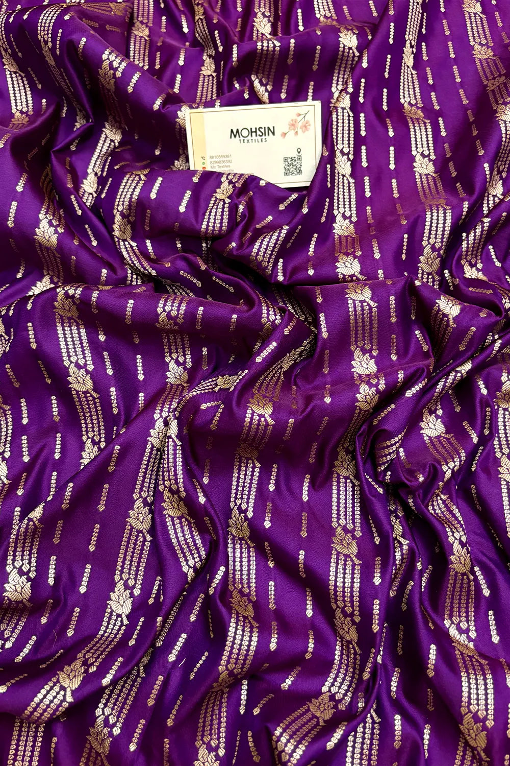 Purple Zari Katan Mashru Silk Banarasi Saree