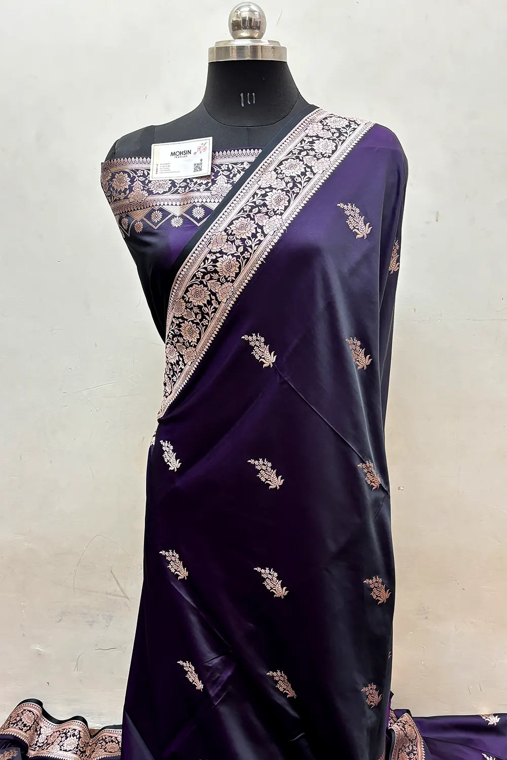 Purple Zari Katan Mashru Silk Banarasi Saree