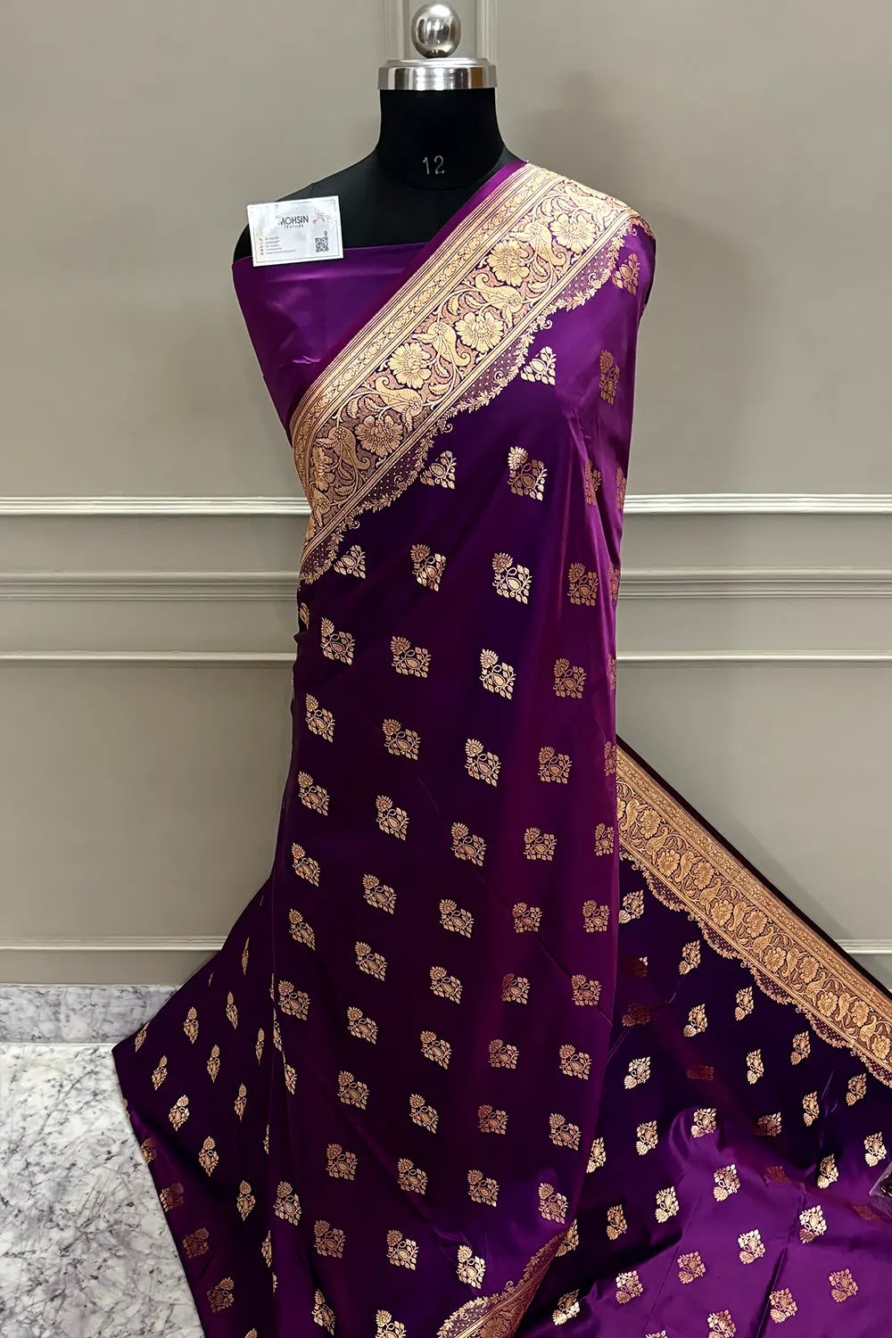 Purple Zari Katan Satin Silk Banarasi Saree