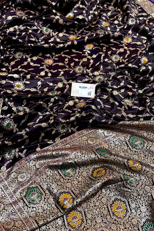 Purple Zari Katan Silk Banarasi Saree