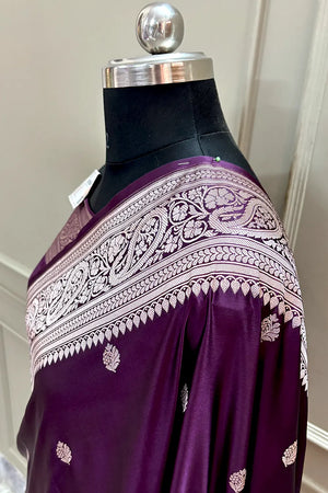 Purple Zari Katan Silk Banarasi Saree