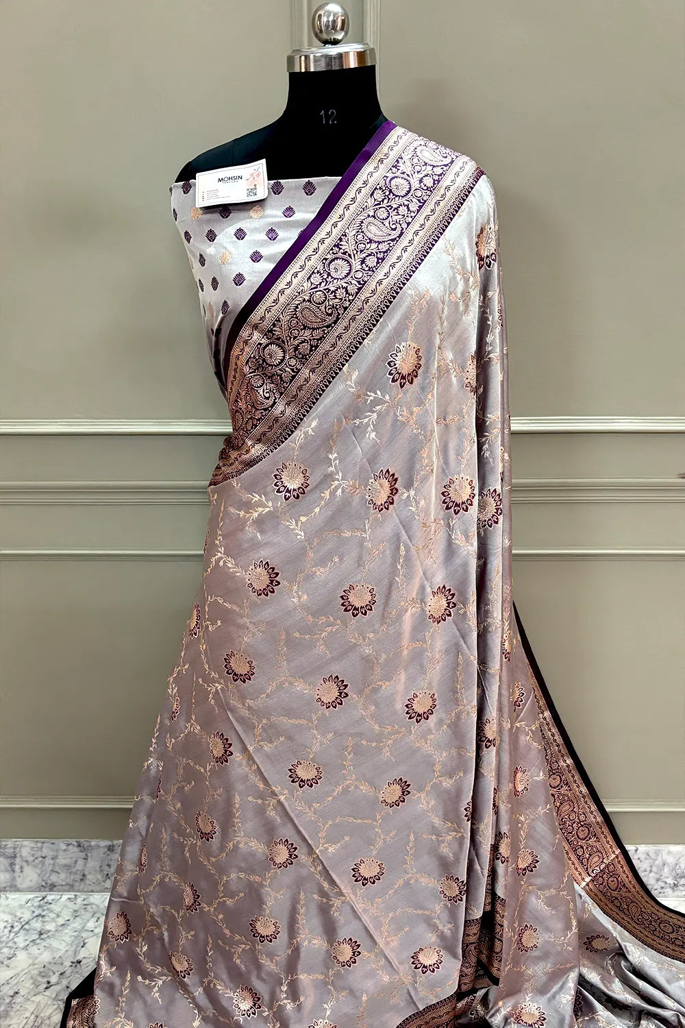 Purple Zari Katan Silk Banarasi Saree