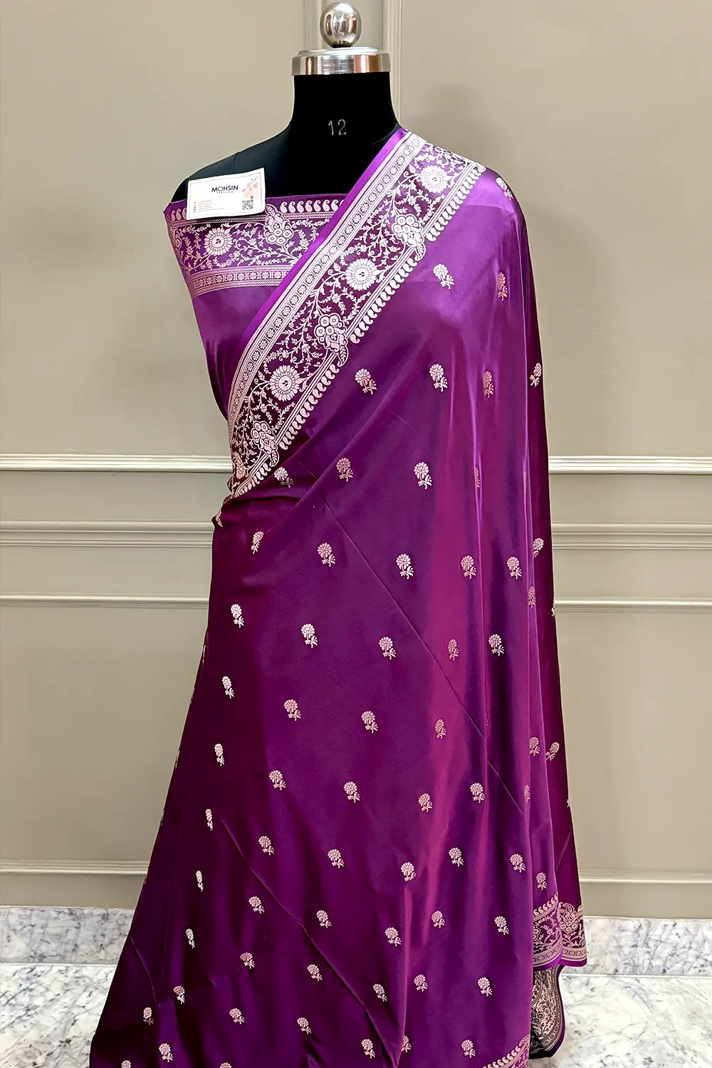 Purple Zari Katan Silk Banarasi Saree