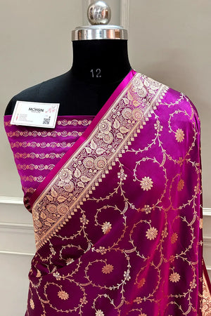 Purple Zari Katan Silk Banarasi Saree