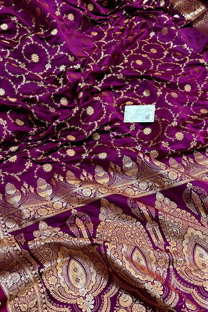 Purple Zari Katan Silk Banarasi Saree