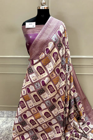 Purple Zari Katan Silk Banarasi Saree