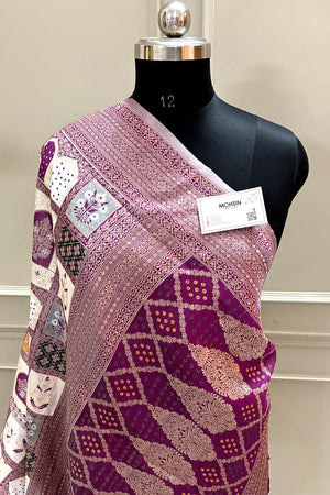 Purple Zari Katan Silk Banarasi Saree