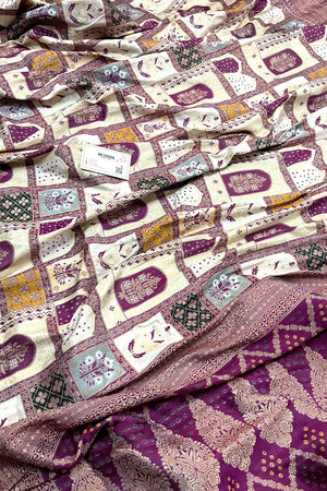 Purple Zari Katan Silk Banarasi Saree