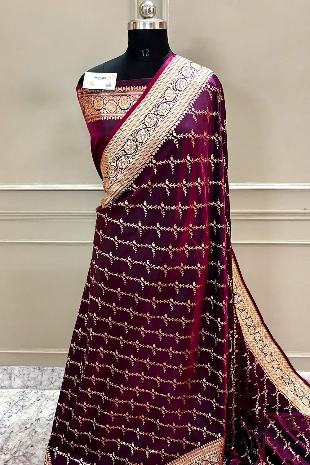 Purple Zari Katan Silk Banarasi Saree