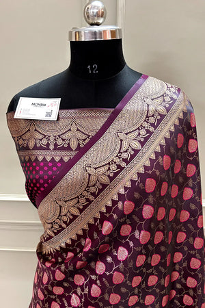 Purple Zari Katan Silk Banarasi Saree