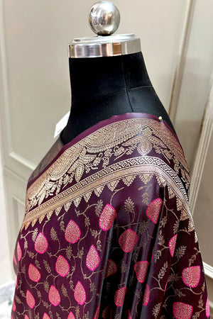 Purple Zari Katan Silk Banarasi Saree