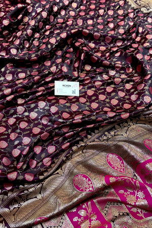 Purple Zari Katan Silk Banarasi Saree