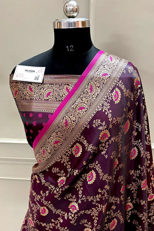 Purple Zari Katan Silk Banarasi Saree
