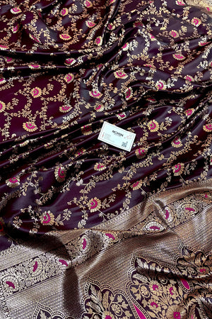 Purple Zari Katan Silk Banarasi Saree