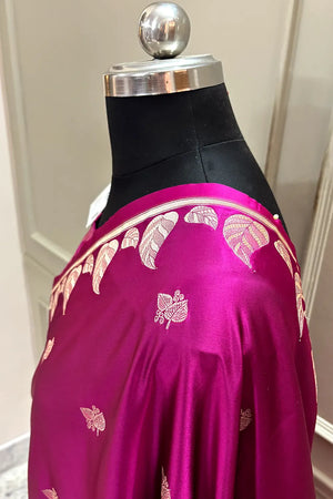 Purple Zari Katan Silk Banarasi Saree
